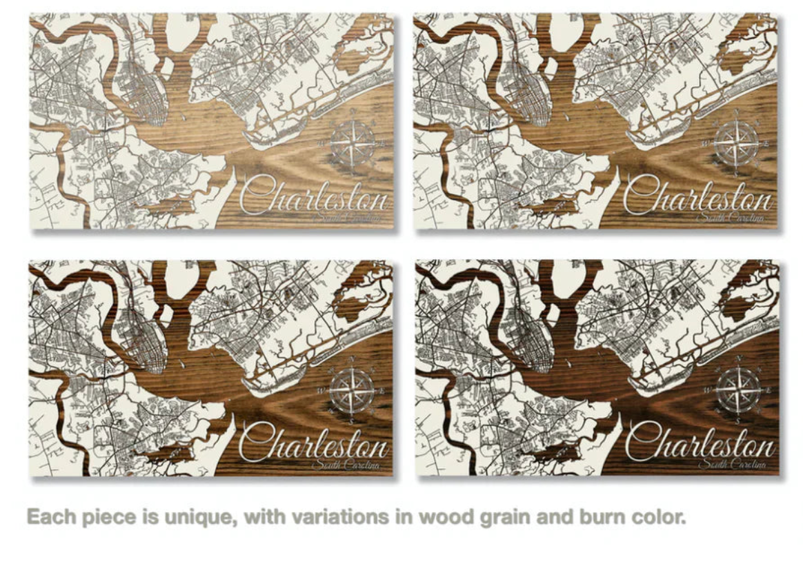 Custom: Existing Engraved Wood Map: Woodland Sage / Medium (18.75" x 31.5")