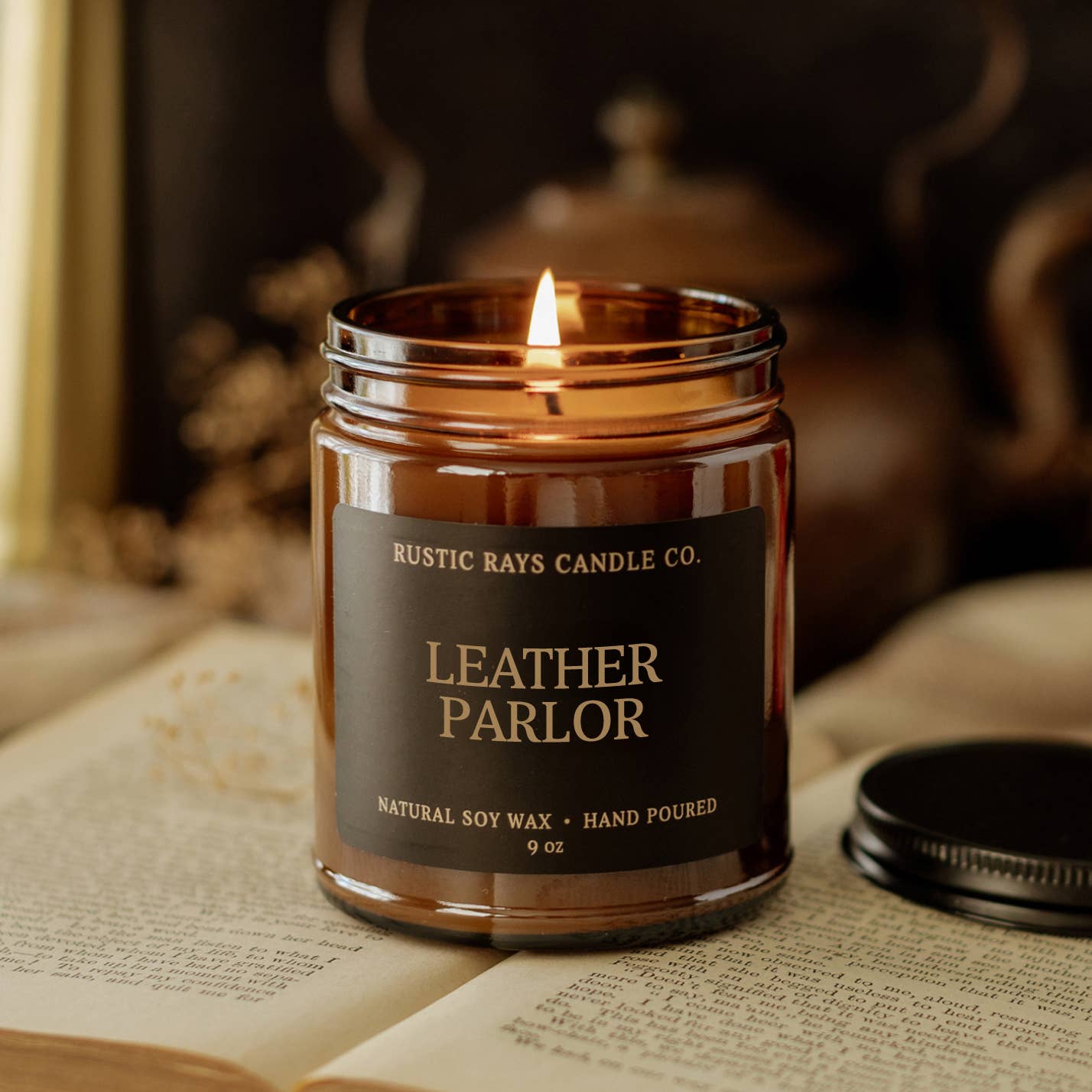 Leather Parlor 9 oz Soy Candle - Fall Home Decor & Gifts