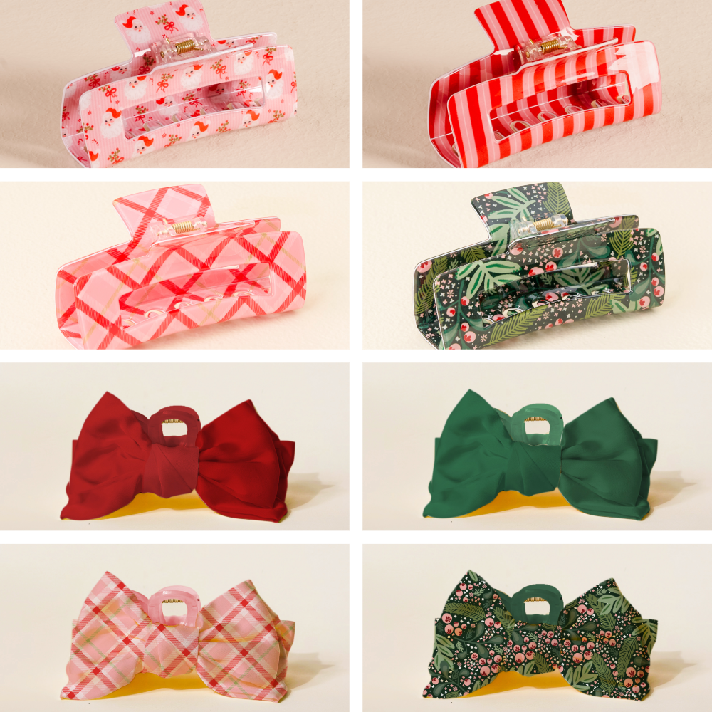 Holiday Claw Clip & Mini Satin Bow Clip Bundle