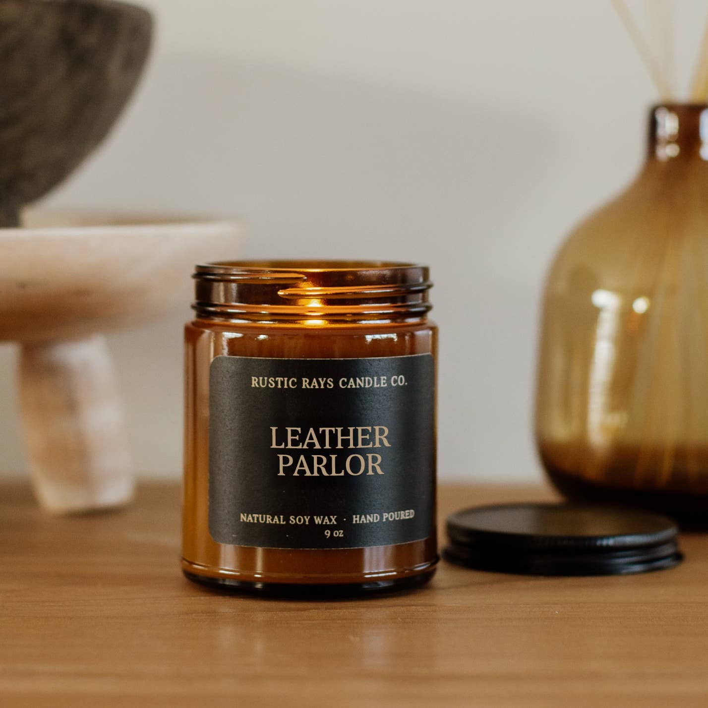 Leather Parlor 9 oz Soy Candle - Fall Home Decor & Gifts