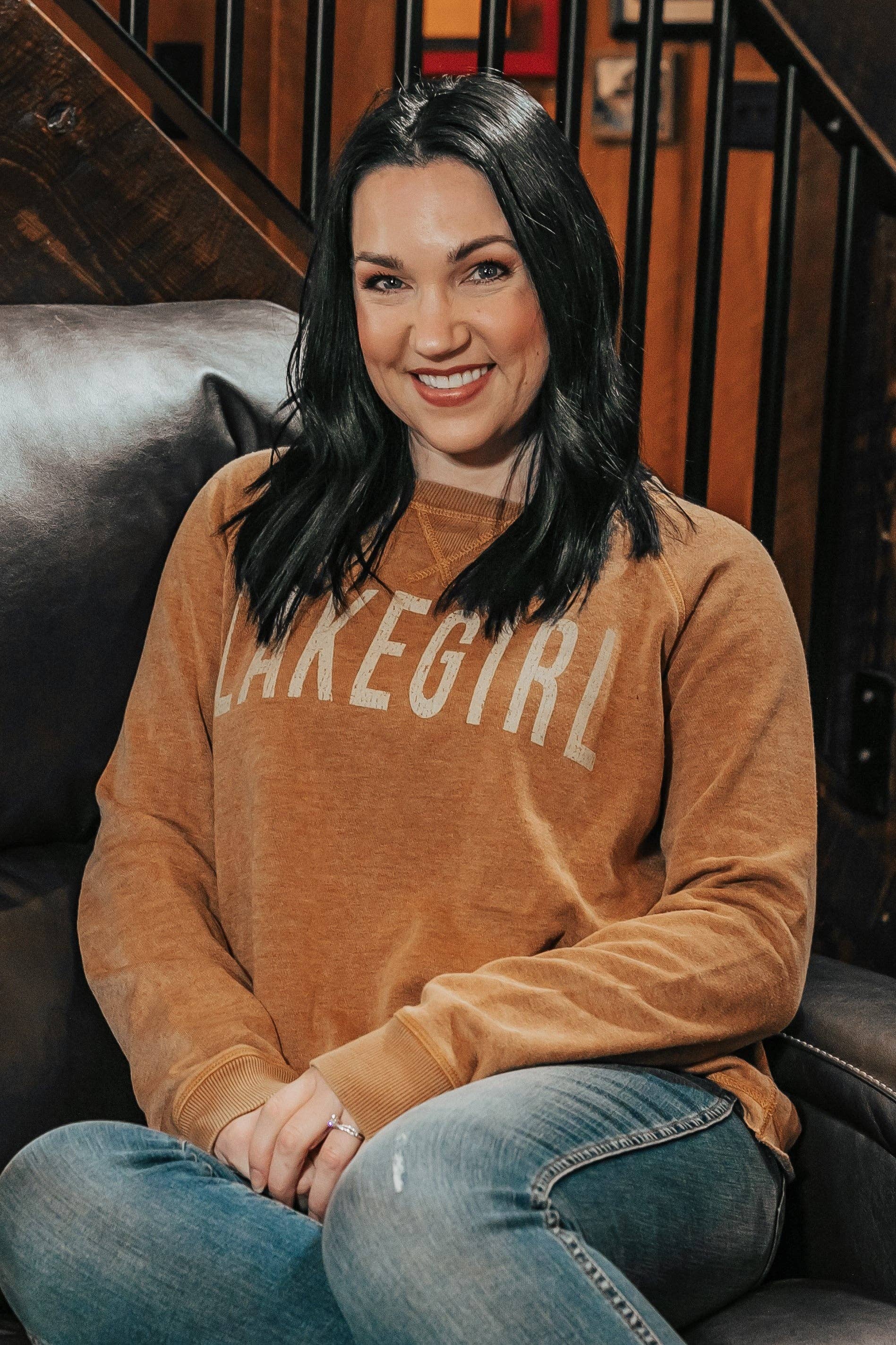 Raw Edge Fleece Crew Neck in Pumpkin: M