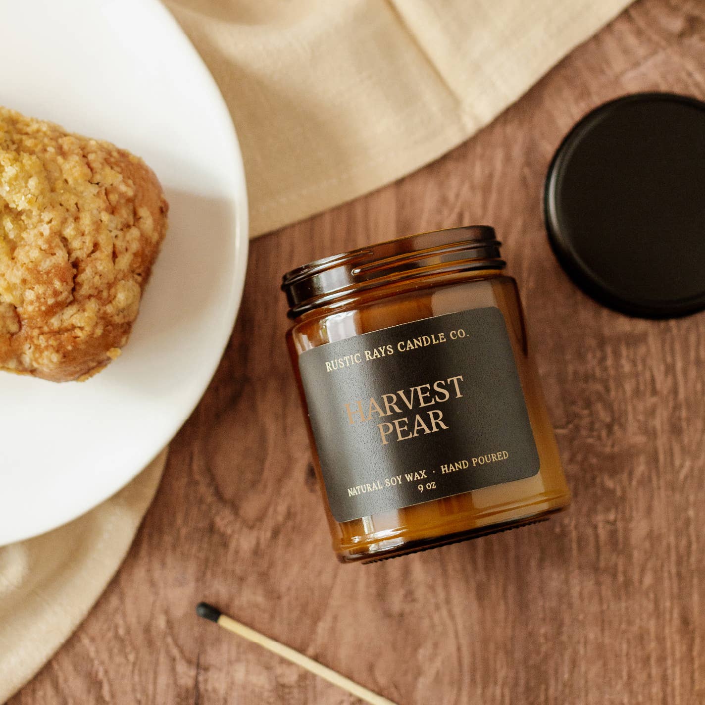 Harvest Pear Fall Soy Candle - 9 oz Amber Jar - Home Decor