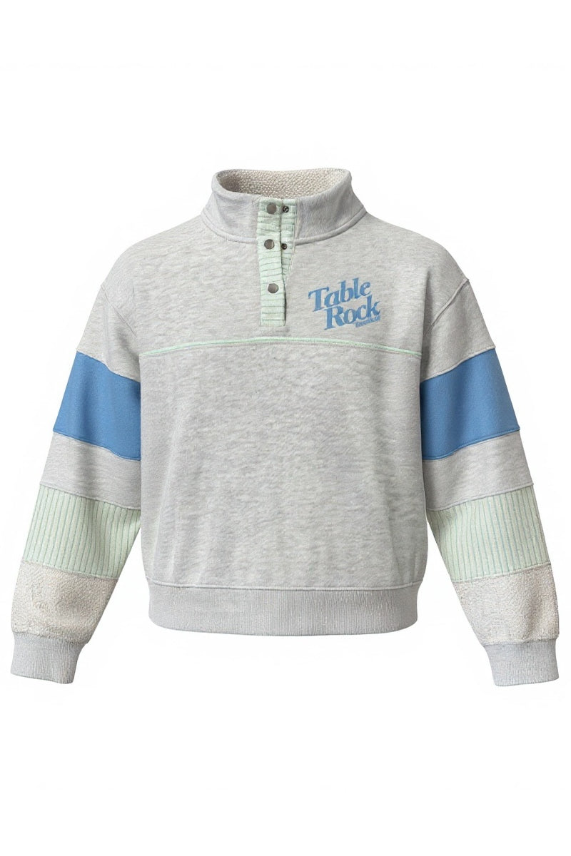 Terry Quarter Snap Crew - Grey/Blue