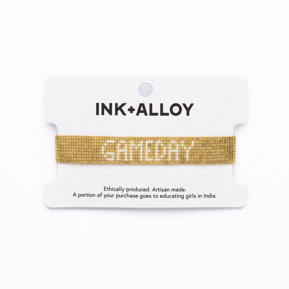 Game Day Adjustable Beaded Bracelet Gold Wholesale