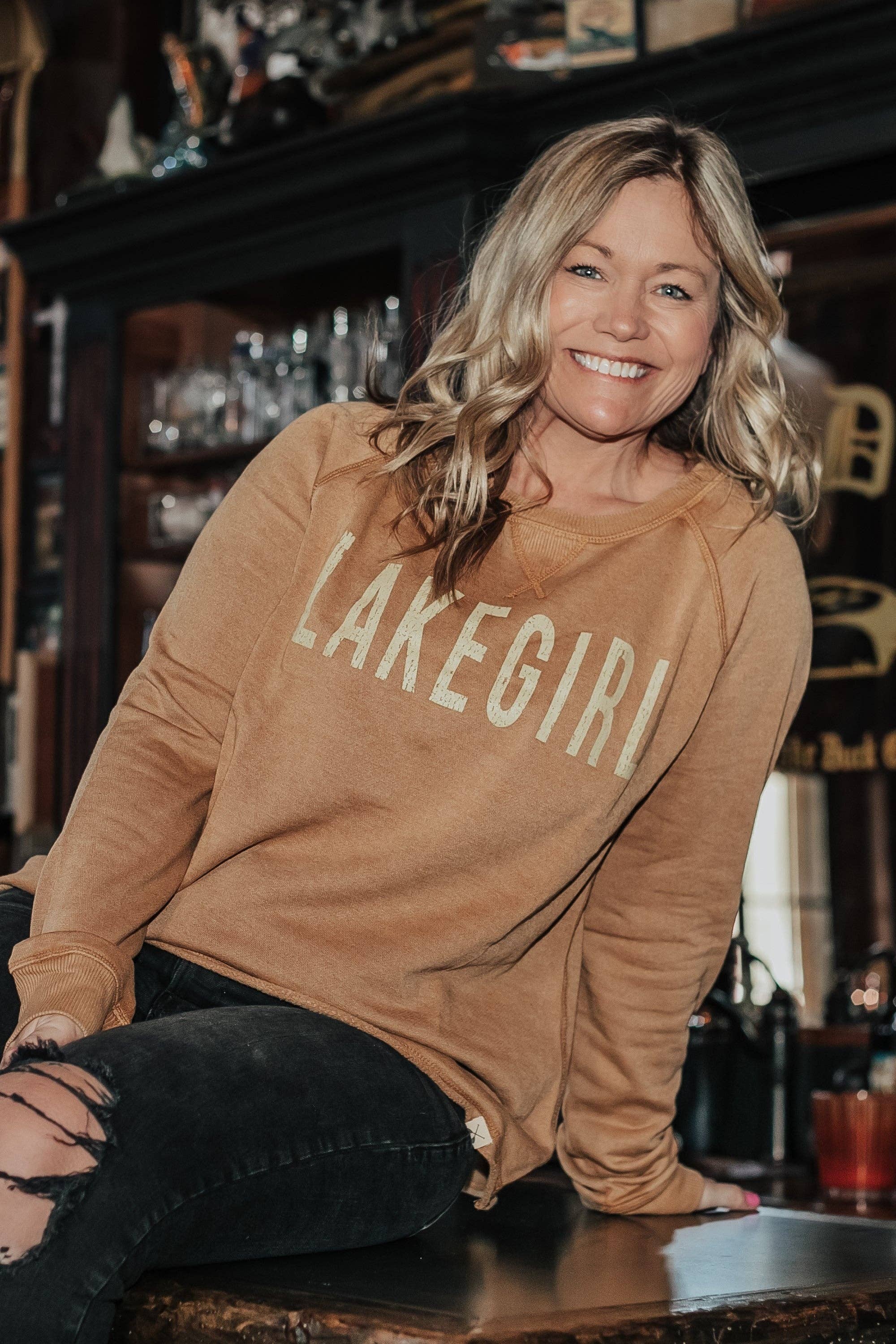 Raw Edge Fleece Crew Neck in Pumpkin: 2X