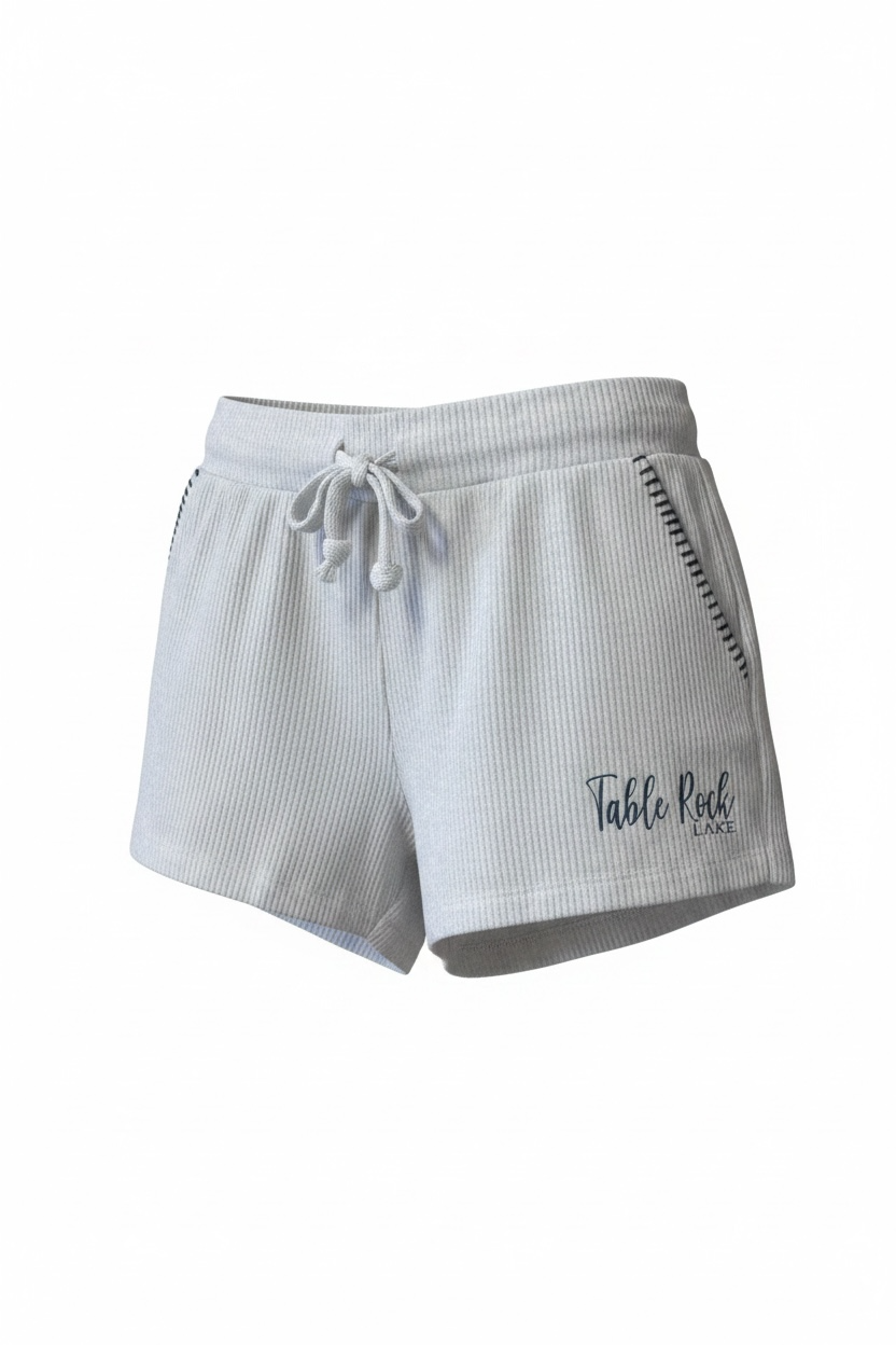 Rib Hacci Whip Stitch Shorts  - Ash Grey/Blue