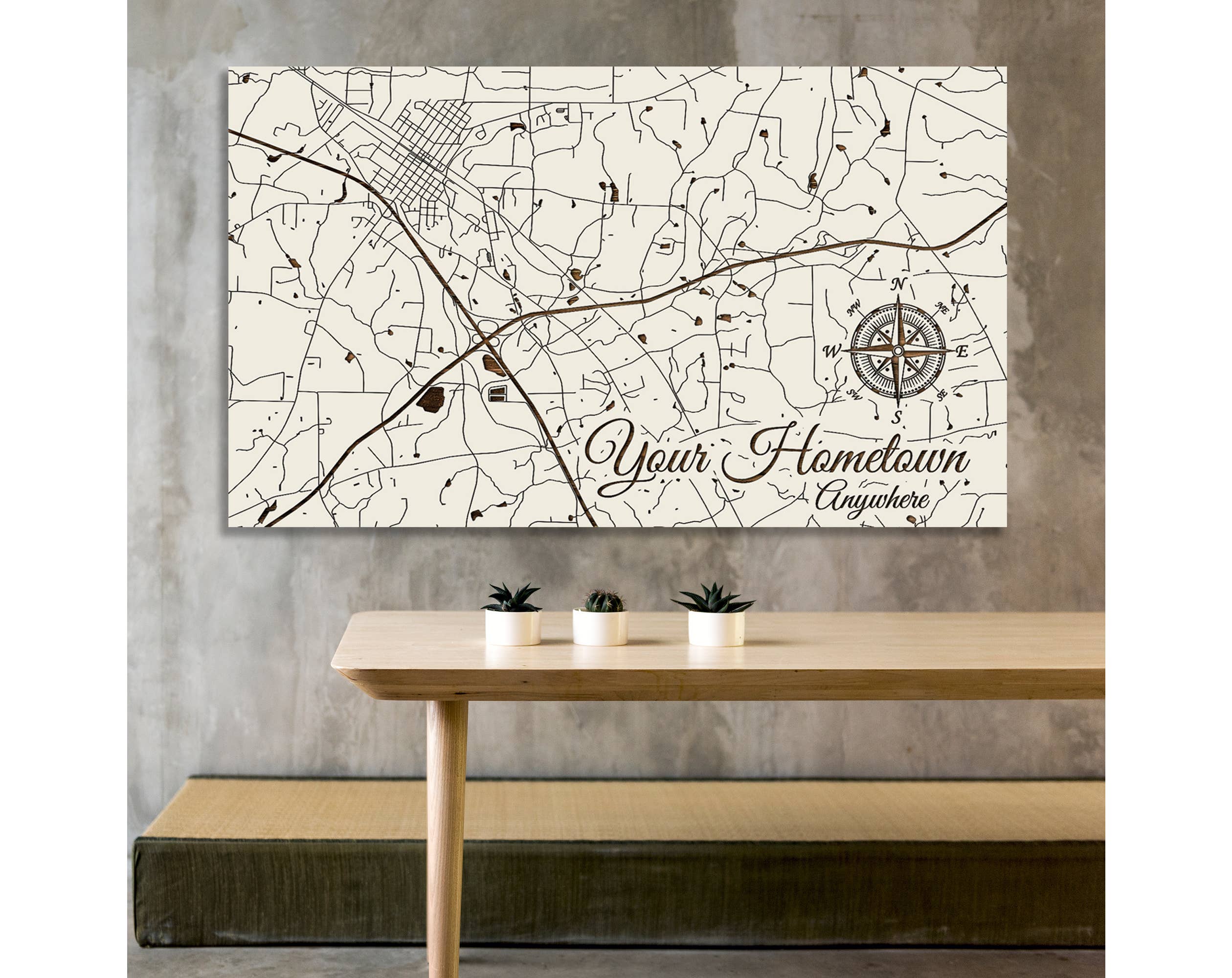 Custom: Existing Engraved Wood Map: Sandstorm / Large (22.5" x 38")