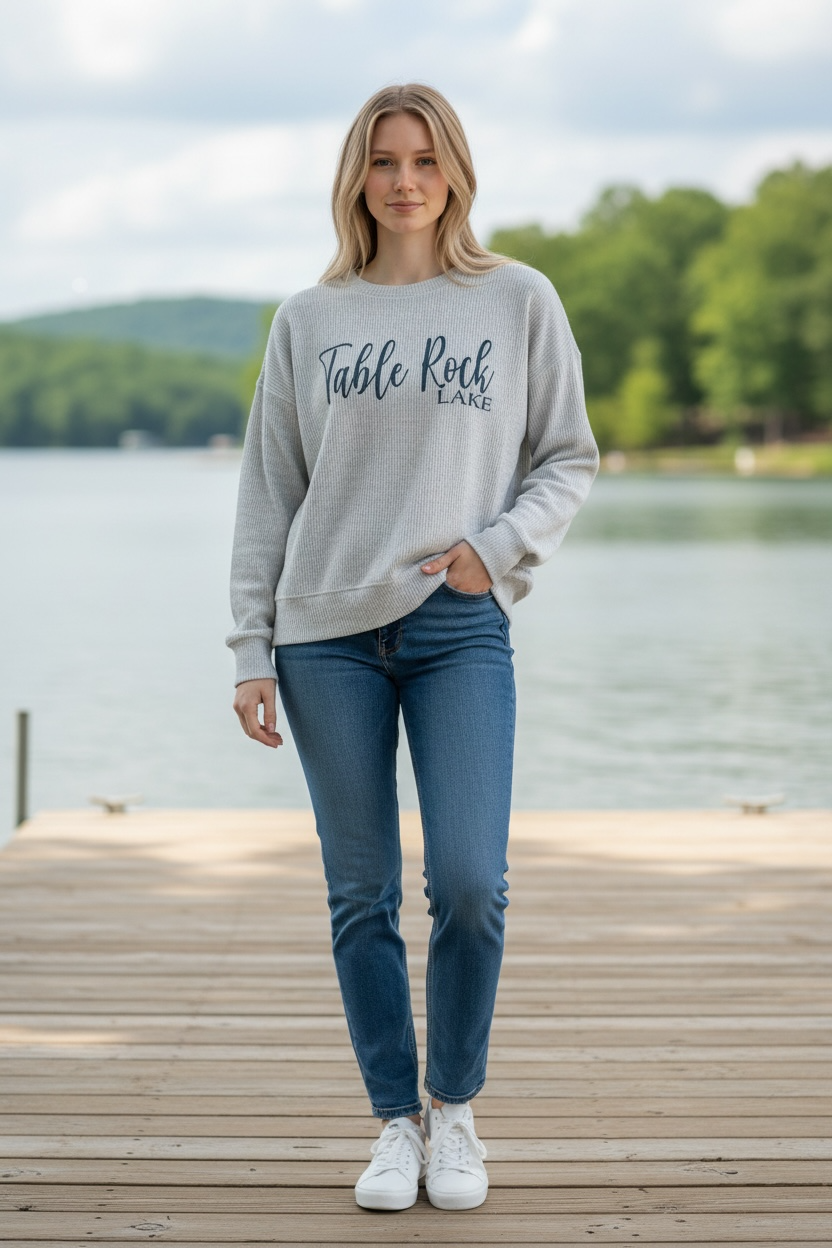 Rib Hacci Cropped Crew - Ash Grey