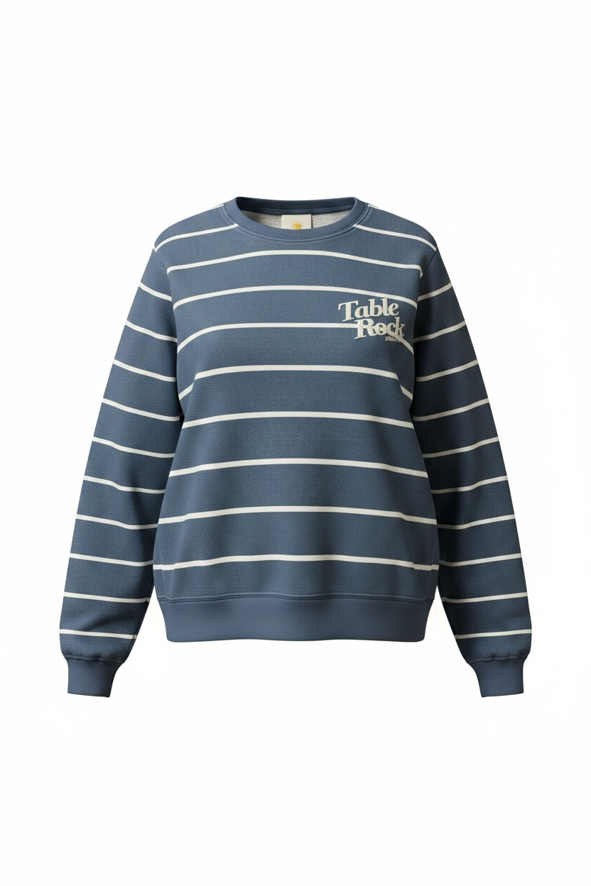 Cloud Crewneck - Blue/Ivory Stripe