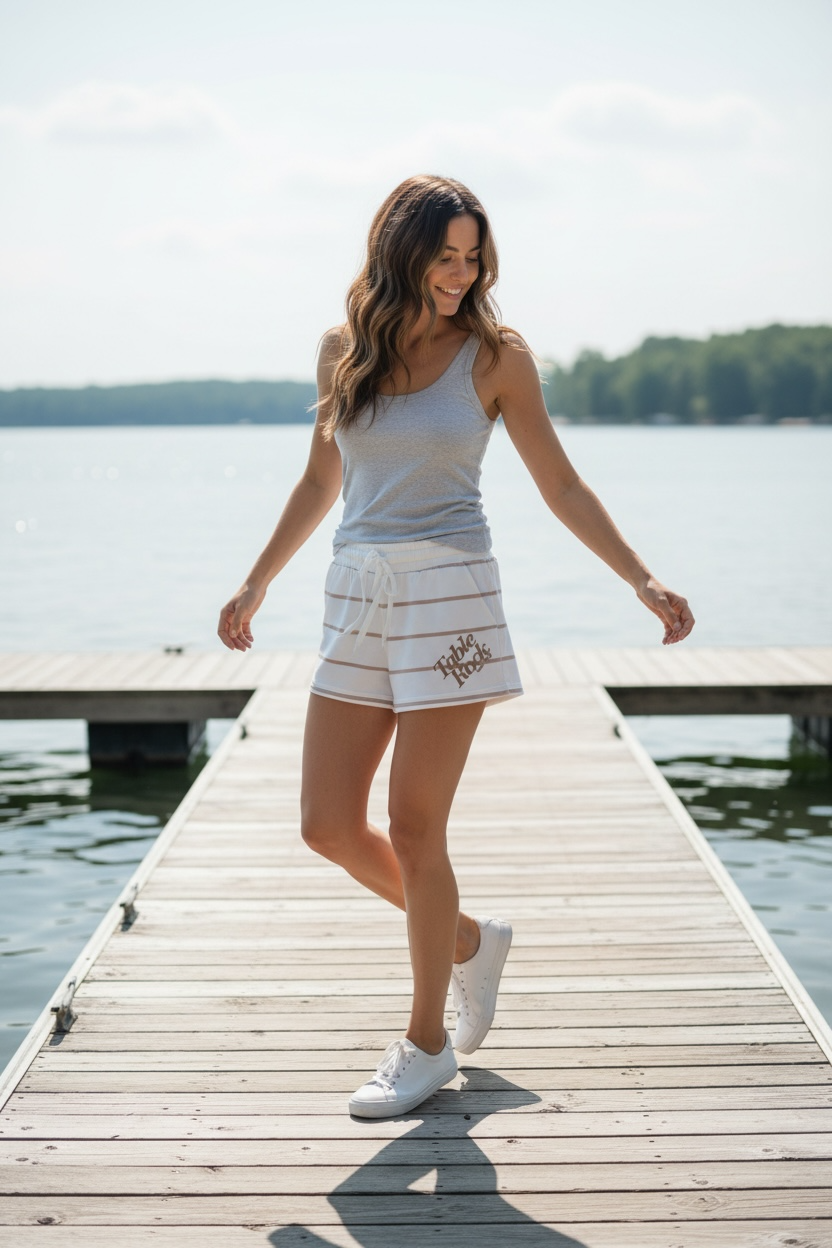 Cloud Shorts - Ivory w/ Nude Stripe