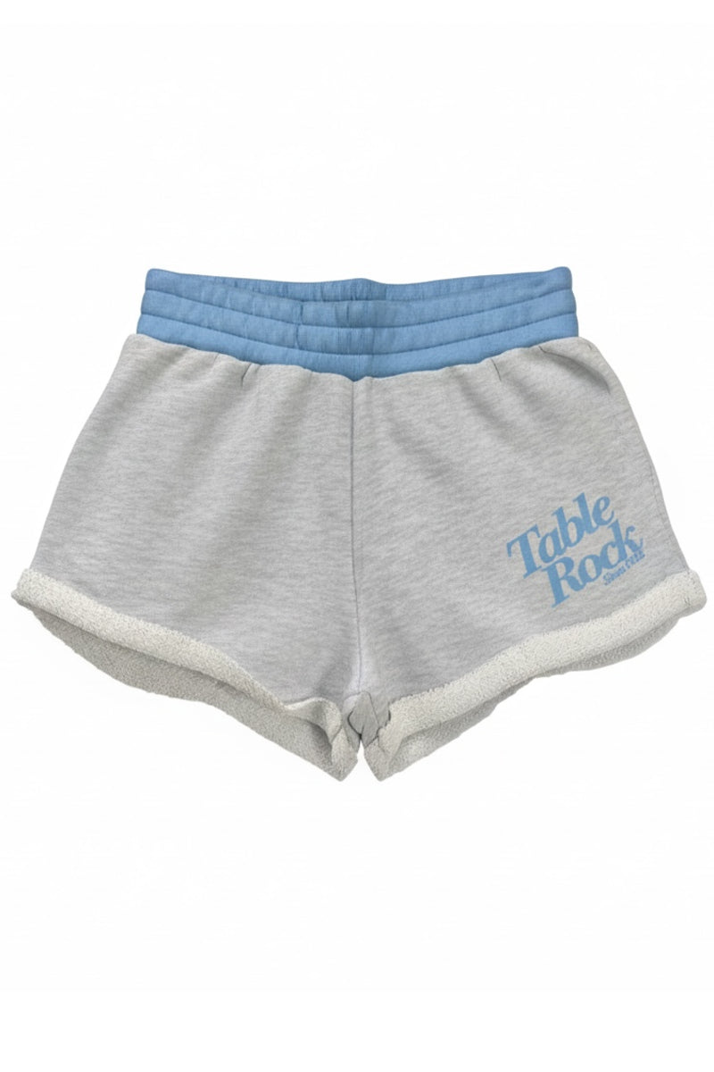 Terry Solid/Stripe Shorts - Grey/Blue