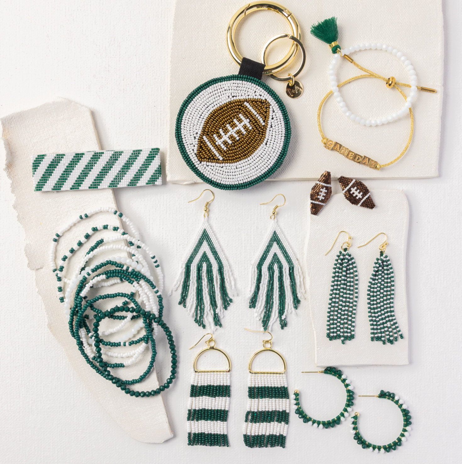 Bracelet Stack Game Day White + Green Wholesale