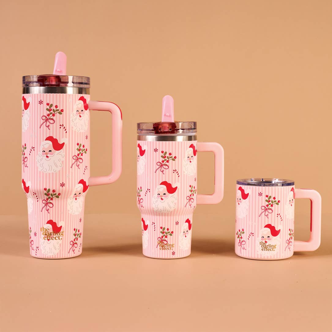 40 oz Lifestyle Flip Straw Tumbler-Holly Jolly Santa